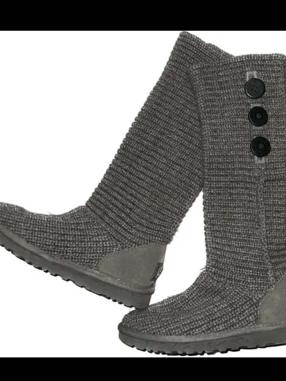 UGG Women's Charcoal Knit Button-Accent Tall Boots